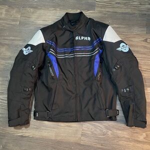 Alpha Men's Black and Blue Motorcycle Jacket